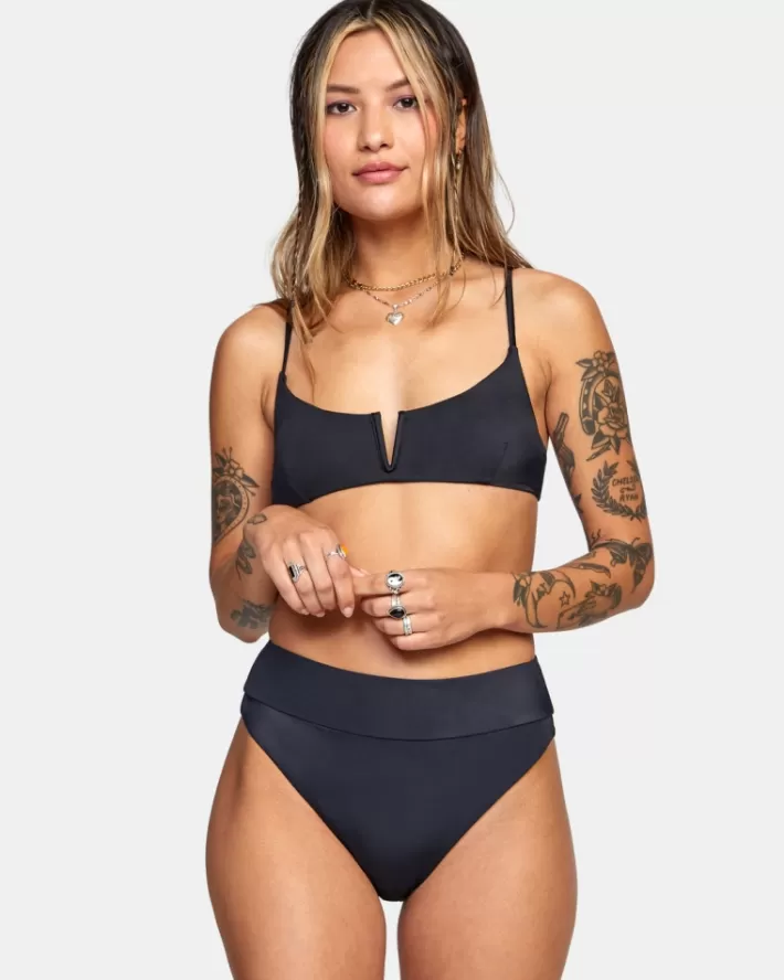 RVCA Calças De Biquíni Solid High-Rise Cheeky Feminino | MQEHSO-702<MULHER Calças De Biquíni