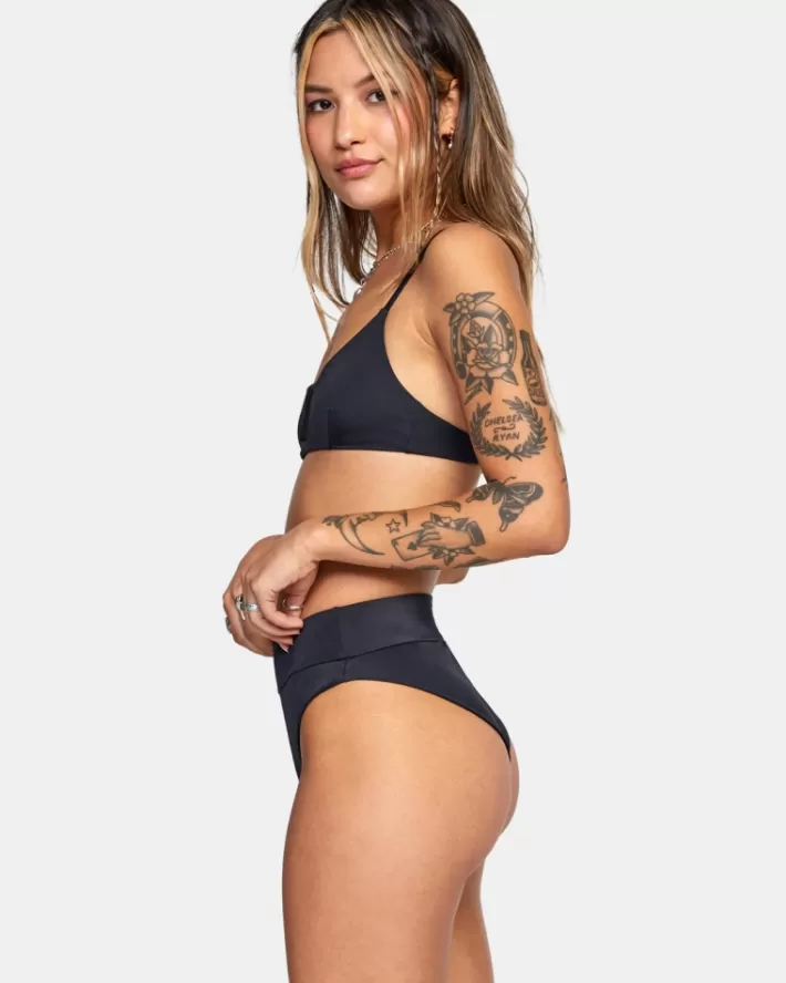 RVCA Calças De Biquíni Solid High-Rise Cheeky Feminino | MQEHSO-702<MULHER Calças De Biquíni