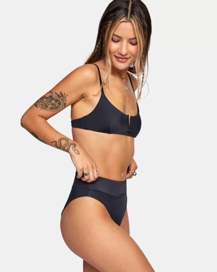 RVCA Calças De Biquíni Solid High-Rise Cheeky Feminino | MQEHSO-702<MULHER Calças De Biquíni