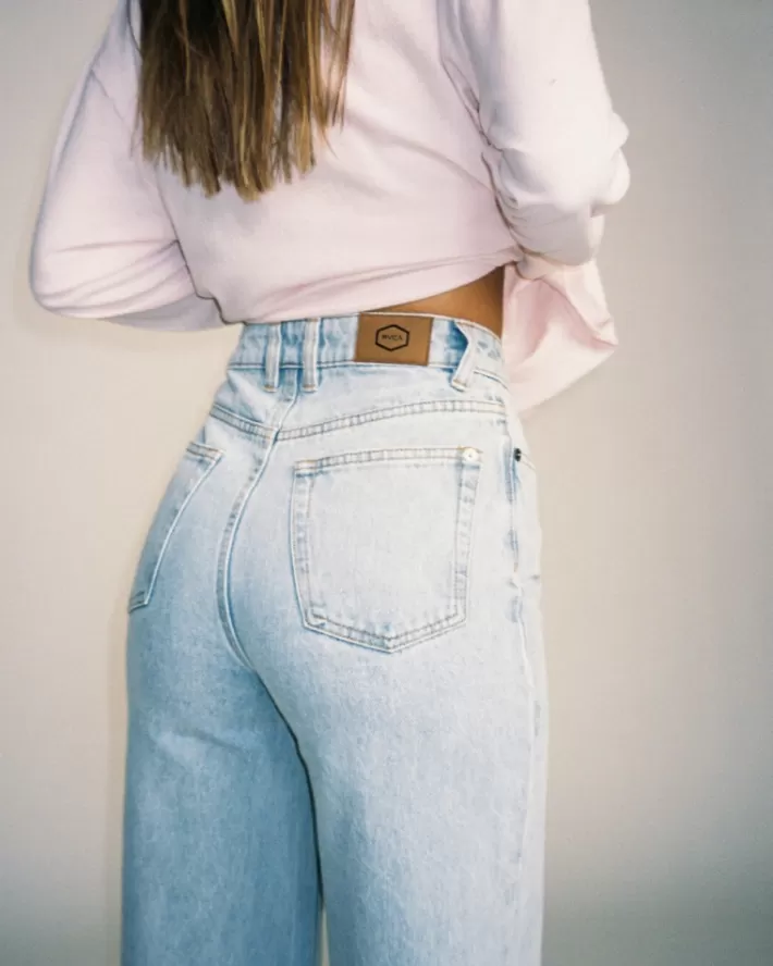 RVCA Calças Coco Largos Leg Denim Feminino | PFYGHX-274<MULHER Calças