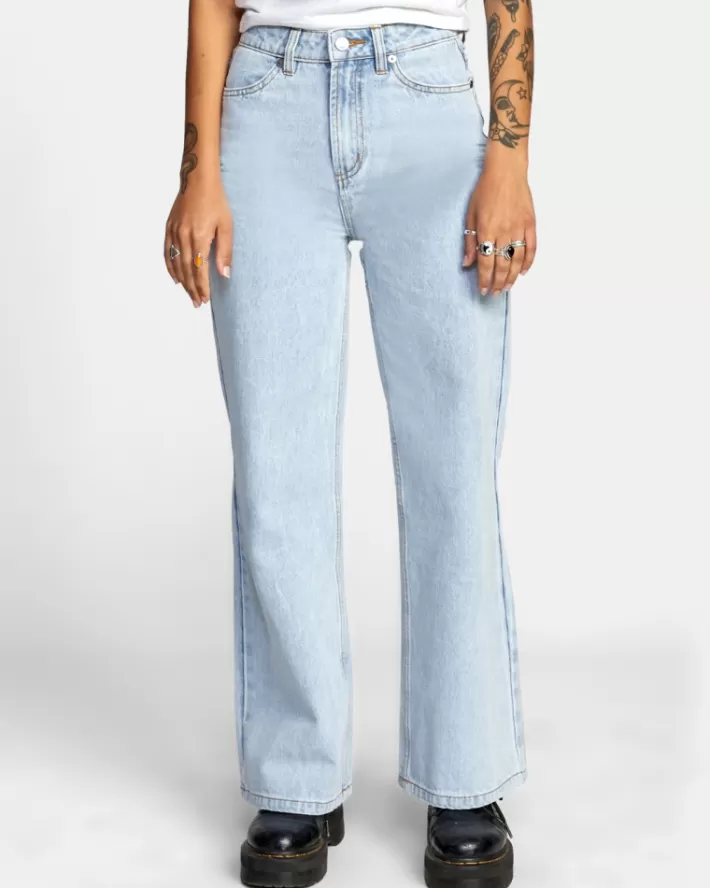 RVCA Calças Coco Largos Leg Denim Feminino | PFYGHX-274<MULHER Calças