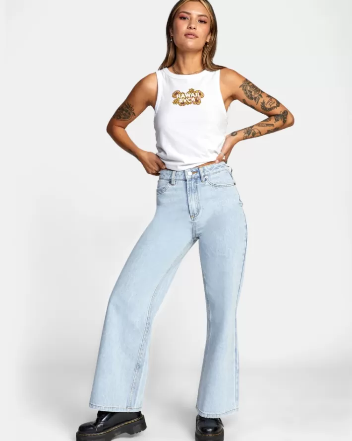 RVCA Calças Coco Largos Leg Denim Feminino | PFYGHX-274<MULHER Calças