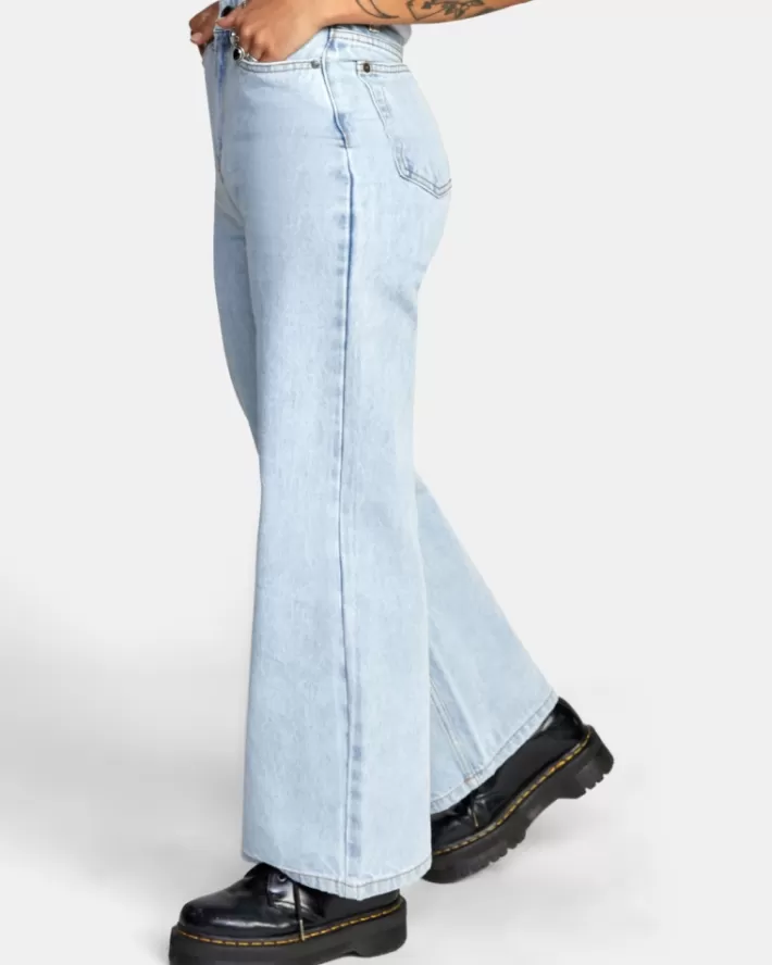 RVCA Calças Coco Largos Leg Denim Feminino | PFYGHX-274<MULHER Calças