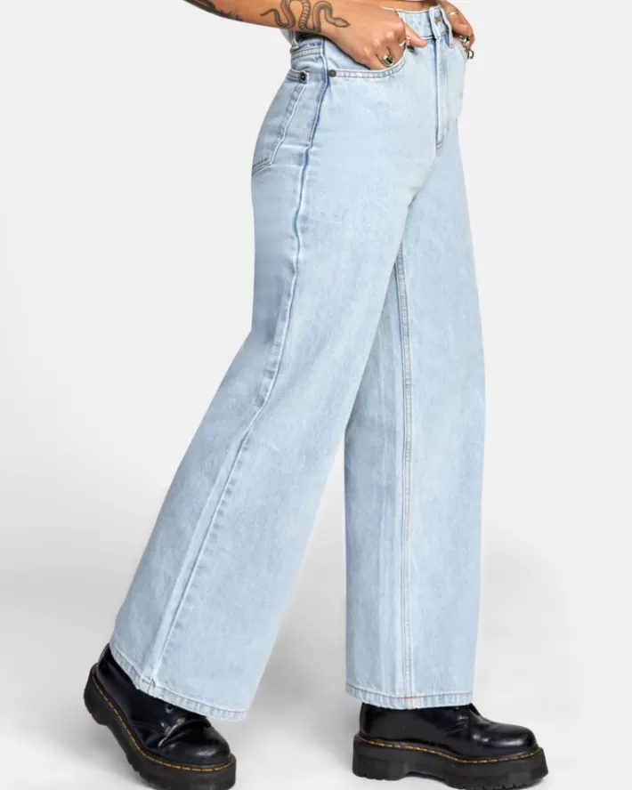 RVCA Calças Coco Largos Leg Denim Feminino | PFYGHX-274<MULHER Calças