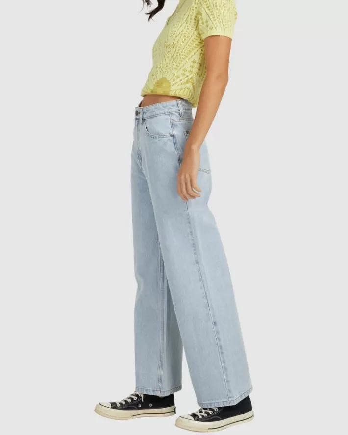 RVCA Calças Coco Largos Leg Denim Feminino | PFYGHX-274<MULHER Calças