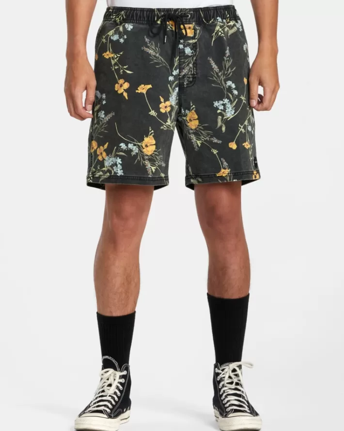 RVCA Calções Escape Print Elastic Walkshorts 17” Masculino | FTENQM-415< Calções