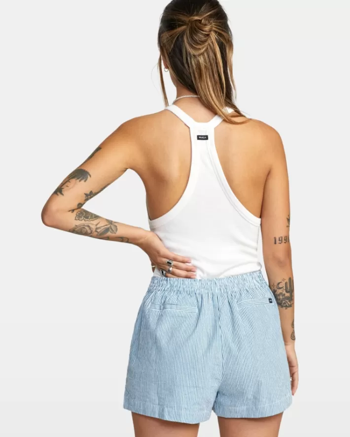 RVCA Calções Seersucker Sawyer Elastic Cintura Feminino | PEXYRI-738<MULHER Calções