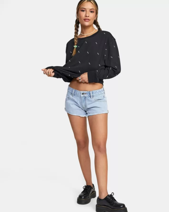 RVCA Calções Traveller 2 Denim Feminino | JFEIPQ-073<MULHER Calções