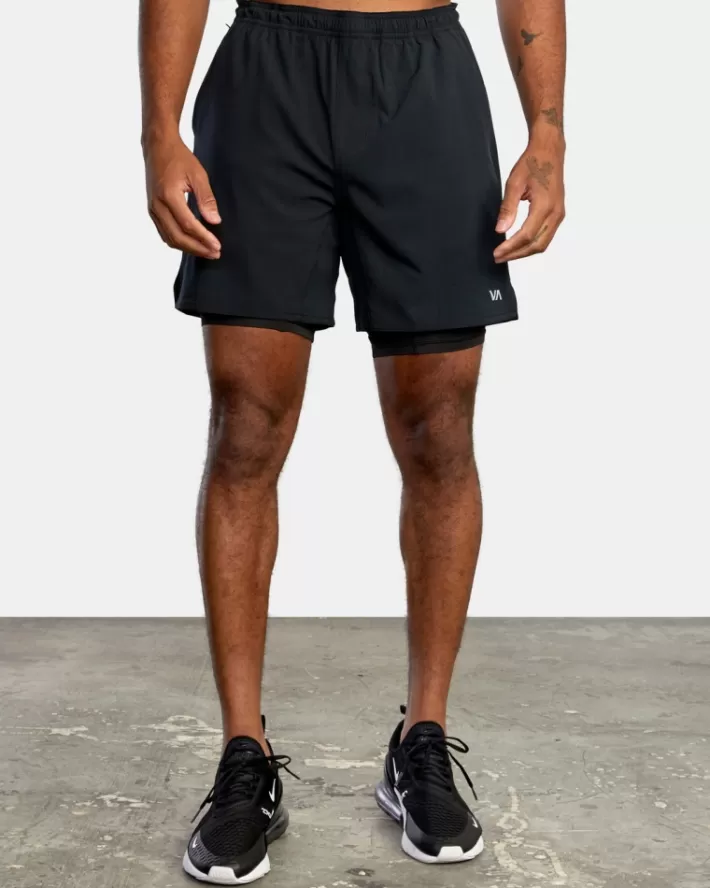 RVCA Calções Yogger Train 2-In-1 Elastic Workout 17" Masculino | PWKMHS-406< Calções
