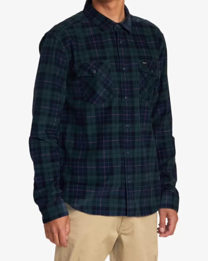 RVCA Camisas Blues Walk Cord Long Sleeve Masculino | LOQXBA-649< Camisas