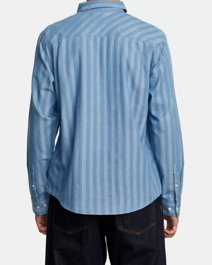 RVCA Camisas Walker Stripe Long Sleeve Masculino | YBOHTJ-936< Camisas