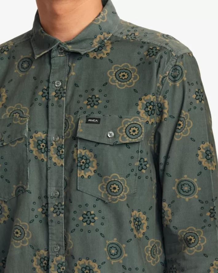 RVCA Camisas Warm Sands Cord Long Sleeve Masculino | HKXSCF-271< Camisas