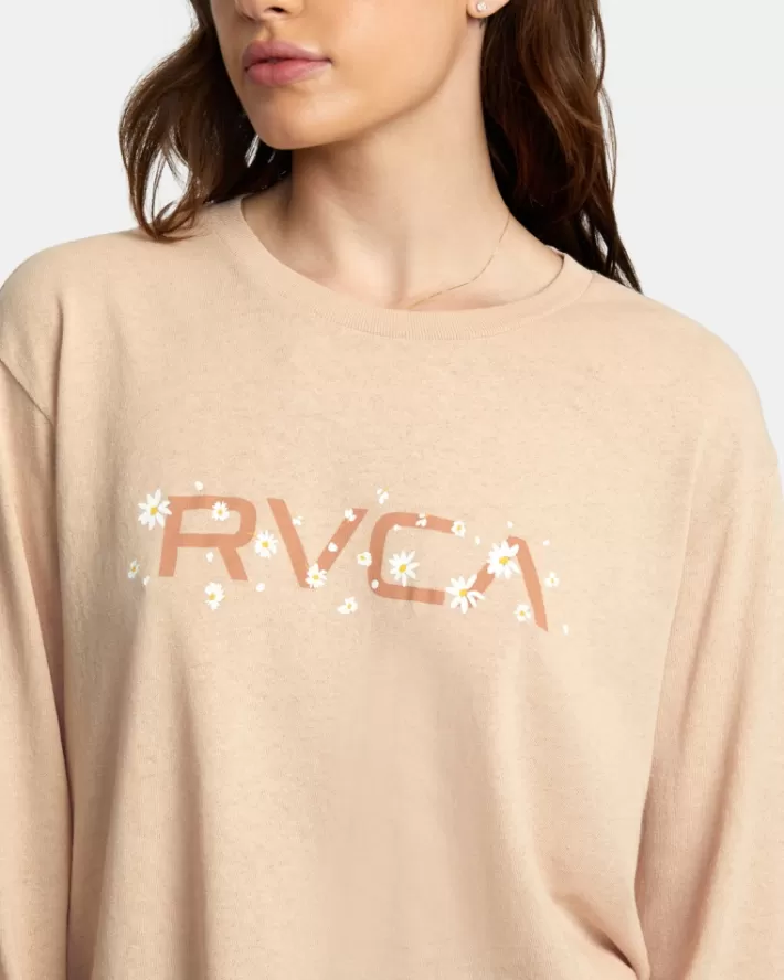 RVCA Camiseta Big Daisy Long Sleeve Feminino | RZAJNC-724<MULHER Camiseta