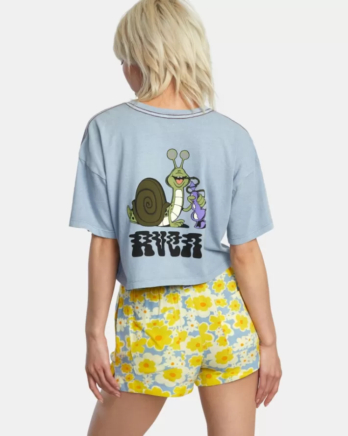 RVCA Camiseta Hookah Snail Boyfriend Crop Feminino | LBIUJR-317<MULHER Camiseta