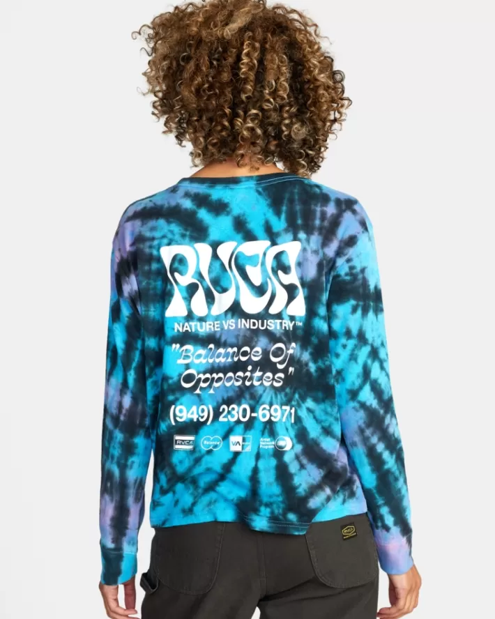 RVCA Camiseta Local Biz Long Sleeve Tie-Dye Feminino | EKOHCY-367<MULHER Camiseta