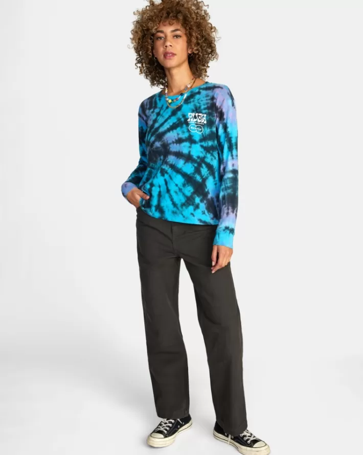 RVCA Camiseta Local Biz Long Sleeve Tie-Dye Feminino | EKOHCY-367<MULHER Camiseta