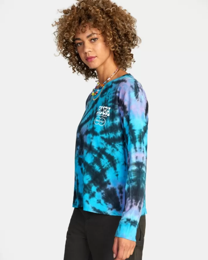 RVCA Camiseta Local Biz Long Sleeve Tie-Dye Feminino | EKOHCY-367<MULHER Camiseta