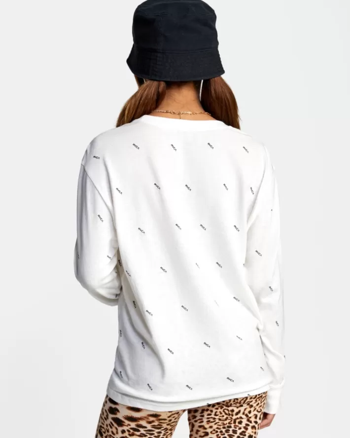 RVCA Camisetas Gráficas All Over Long Sleeve Tee Feminino | YNPESZ-603<MULHER Camisetas Gráficas