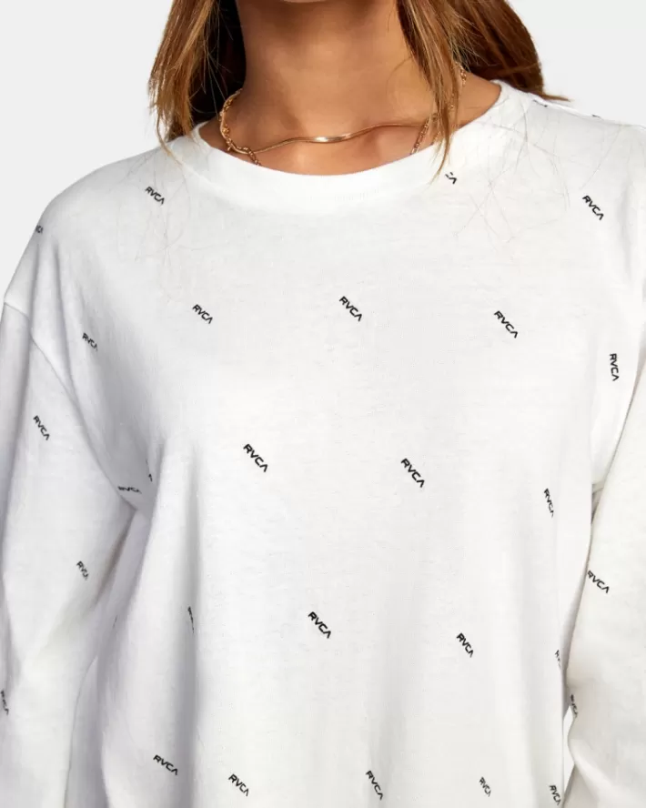 RVCA Camisetas Gráficas All Over Long Sleeve Tee Feminino | YNPESZ-603<MULHER Camisetas Gráficas