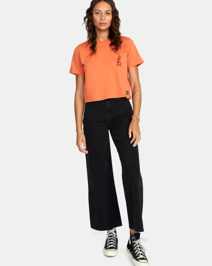 RVCA Camisetas Gráficas Burning Heart Pocket Tee Feminino | RWAUFK-903<MULHER Camisetas Gráficas