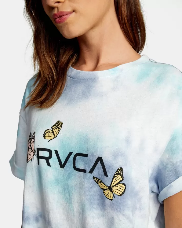 RVCA Camisetas Gráficas Butterfly Crop Tee Feminino | DXKWBA-704<MULHER Camisetas Gráficas
