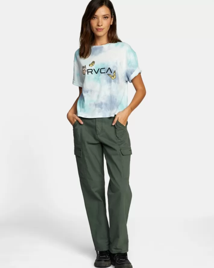 RVCA Camisetas Gráficas Butterfly Crop Tee Feminino | DXKWBA-704<MULHER Camisetas Gráficas