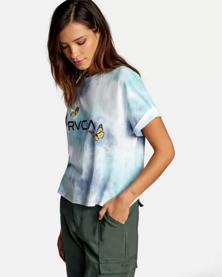 RVCA Camisetas Gráficas Butterfly Crop Tee Feminino | DXKWBA-704<MULHER Camisetas Gráficas