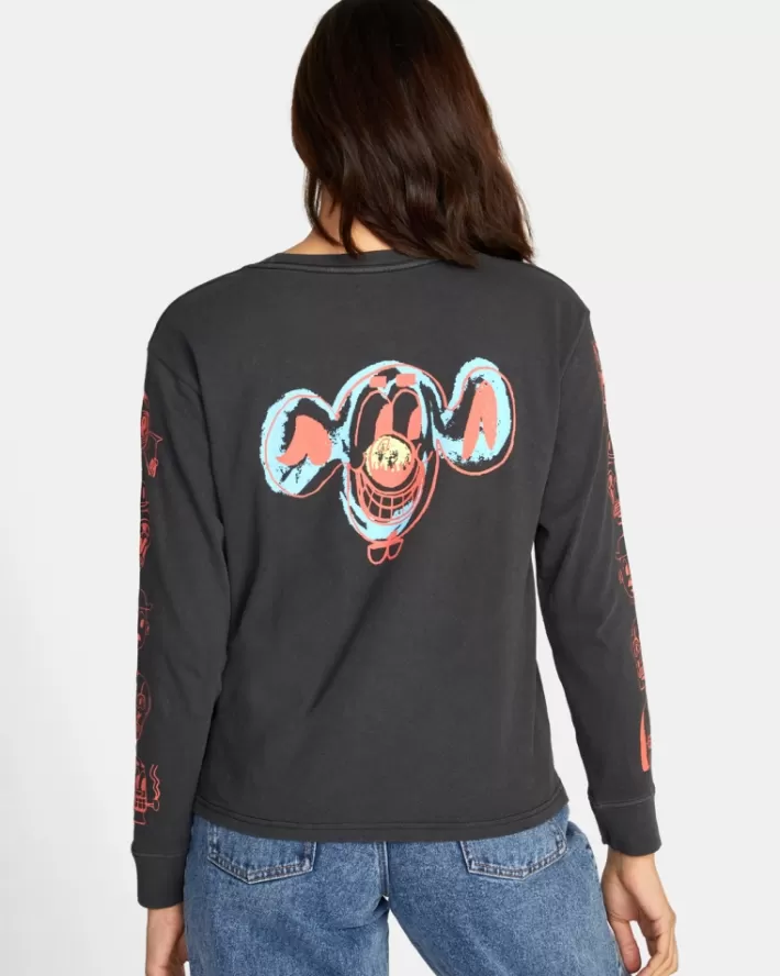 RVCA Camisetas Gráficas Dmote Gang Long Sleeve Tee Feminino | PEYFHD-327<MULHER Camisetas Gráficas