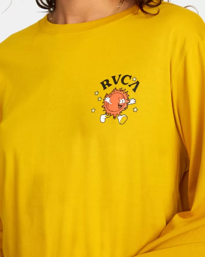 RVCA Camisetas Gráficas Fiery Long Sleeve Tee Feminino | BIPWTZ-512<MULHER Camisetas Gráficas