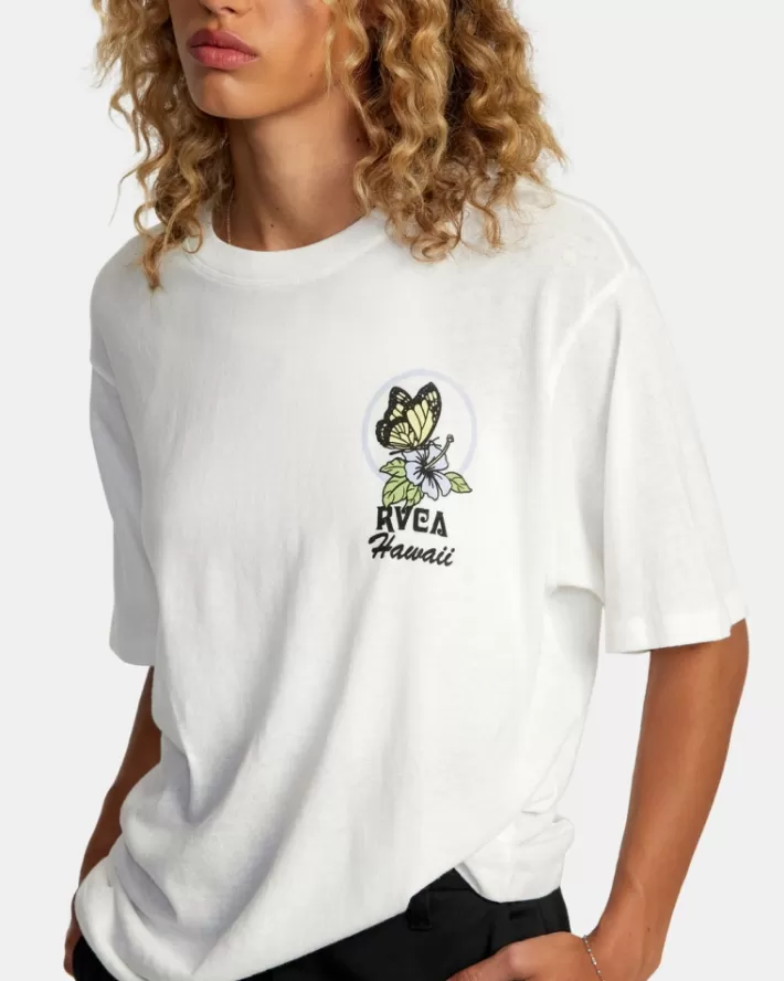 RVCA Camisetas Gráficas Hawaii Wish You Were Here Feminino | HOAUQJ-580<MULHER Camisetas Gráficas