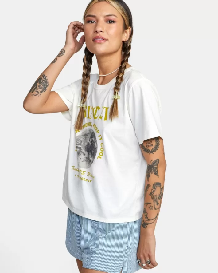 RVCA Camisetas Gráficas Keep It Cool Crop Tee Feminino | WKMTFI-906<MULHER Camisetas Gráficas