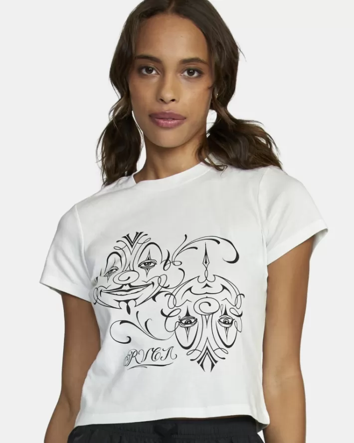 RVCA Camisetas Gráficas Mister Cartoon Balance Clowns Feminino | WETKBO-109<MULHER Camisetas Gráficas