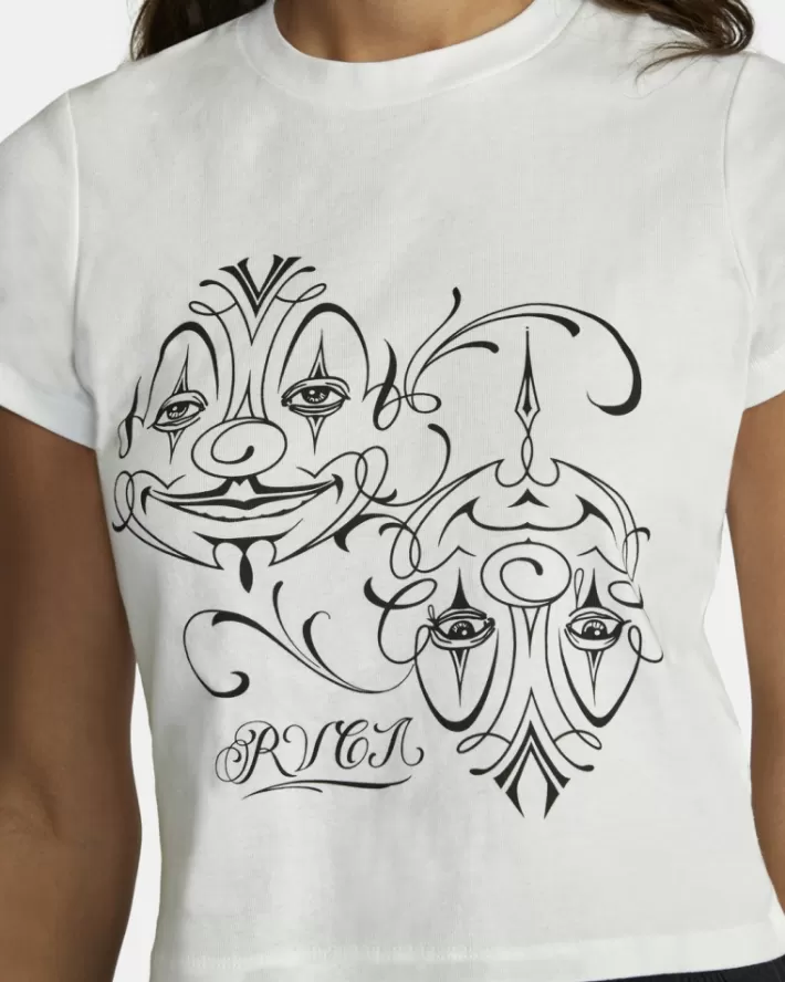 RVCA Camisetas Gráficas Mister Cartoon Balance Clowns Feminino | WETKBO-109<MULHER Camisetas Gráficas