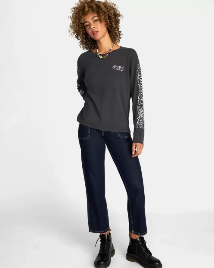 RVCA Camisetas Gráficas Mister Cartoon Laugh Now Long Sleeve Tee Feminino | WOVTYR-087<MULHER Camisetas Gráficas