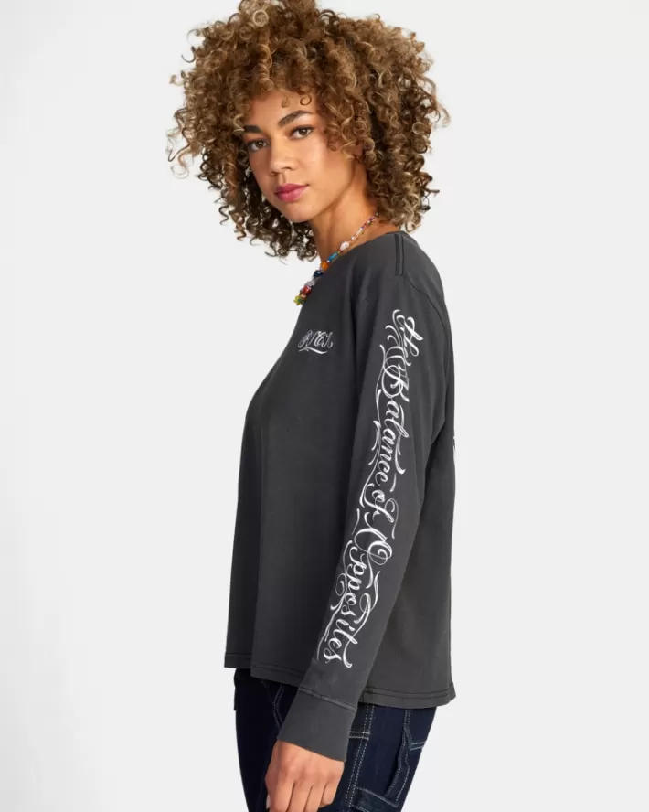 RVCA Camisetas Gráficas Mister Cartoon Laugh Now Long Sleeve Tee Feminino | WOVTYR-087<MULHER Camisetas Gráficas