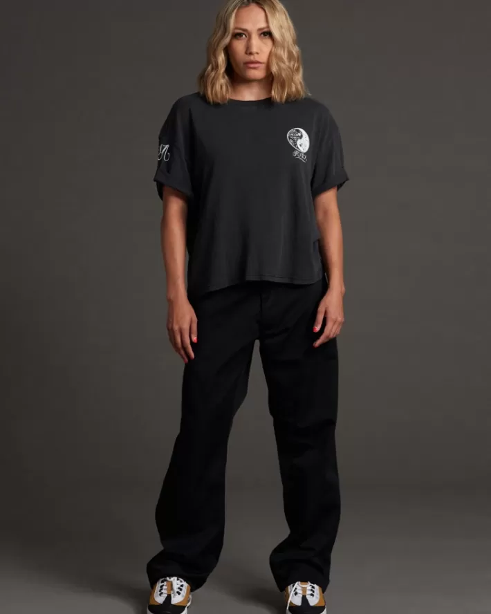 RVCA Camisetas Gráficas Mister Cartoon Yin Yang Feminino | SXJKNF-736<MULHER Camisetas Gráficas
