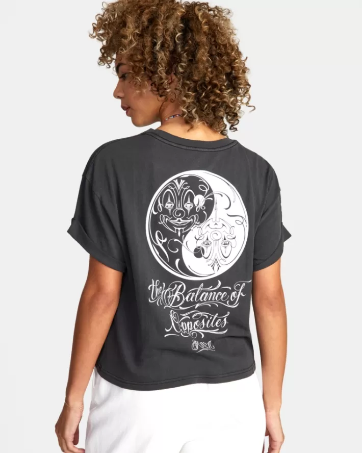 RVCA Camisetas Gráficas Mister Cartoon Yin Yang Feminino | SXJKNF-736<MULHER Camisetas Gráficas