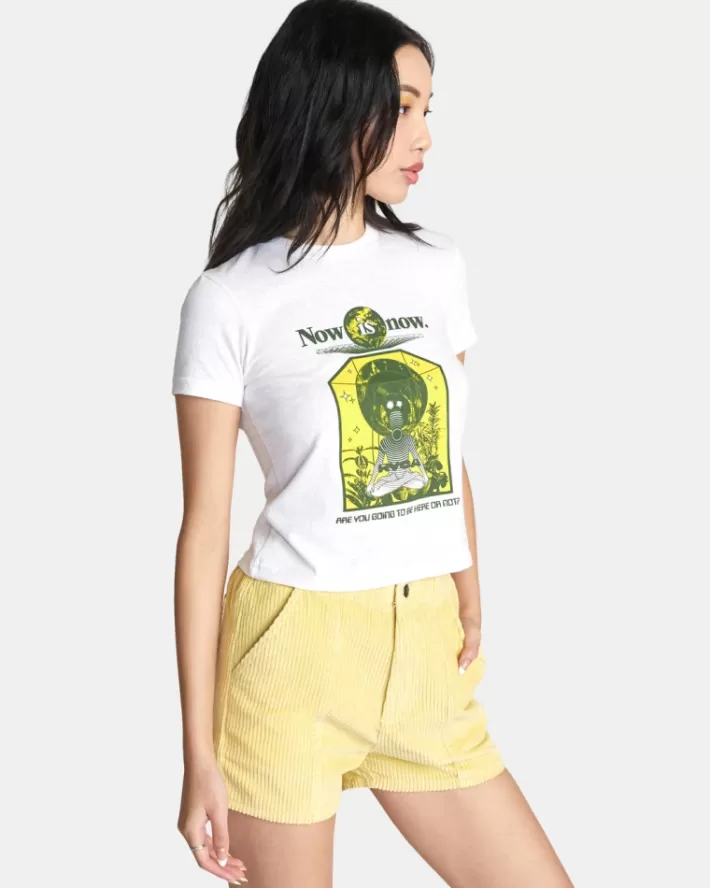 RVCA Camisetas Gráficas Now Is Now Shrunken Feminino | YTHBCA-194<MULHER Camisetas Gráficas