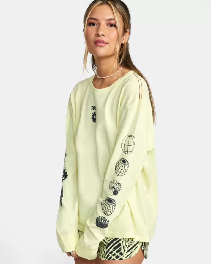RVCA Camisetas Gráficas Pet Cactus Long Sleeve Tee Feminino | ERJCNZ-619<MULHER Camisetas Gráficas