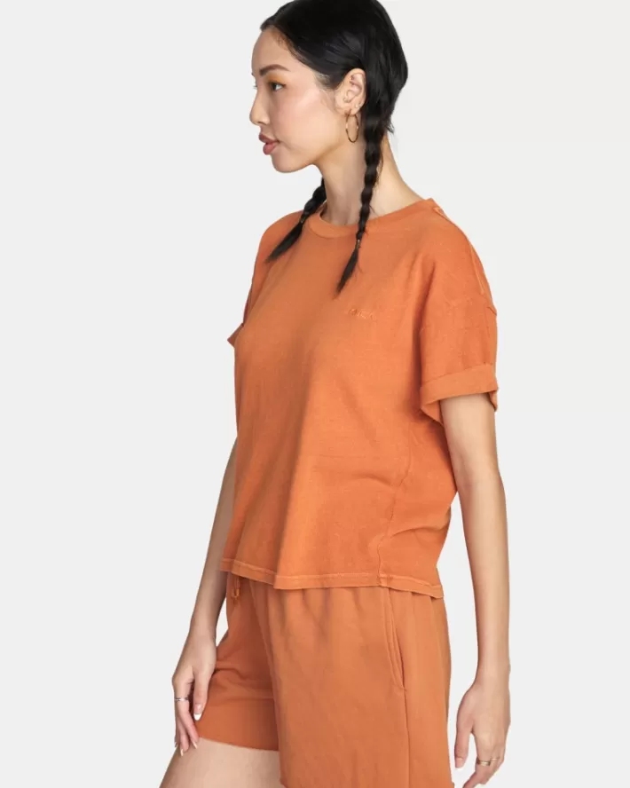 RVCA Camisetas Gráficas Ptc Roll It Embroidered Tee Feminino | YALBTN-627<MULHER Camisetas Gráficas