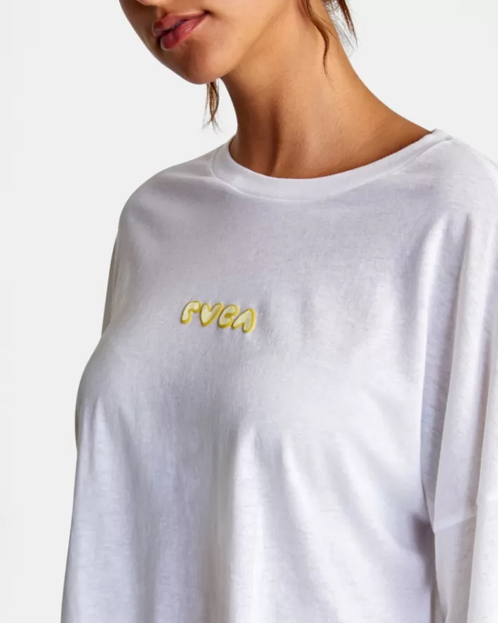 RVCA Camisetas Gráficas Retro Puff Long Sleeve Tee Feminino | BLUQJI-907<MULHER Camisetas Gráficas