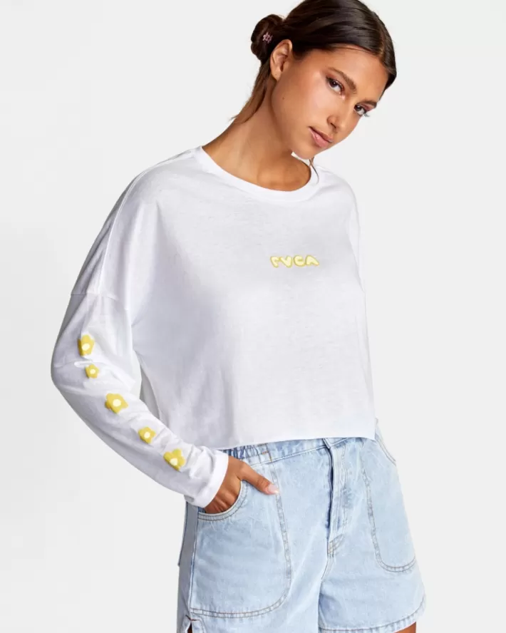 RVCA Camisetas Gráficas Retro Puff Long Sleeve Tee Feminino | BLUQJI-907<MULHER Camisetas Gráficas