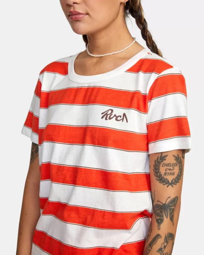 RVCA Camisetas Gráficas Stripe Slim Fit Tee Feminino | TLYFWU-962<MULHER Camisetas Gráficas