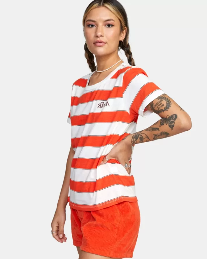 RVCA Camisetas Gráficas Stripe Slim Fit Tee Feminino | TLYFWU-962<MULHER Camisetas Gráficas
