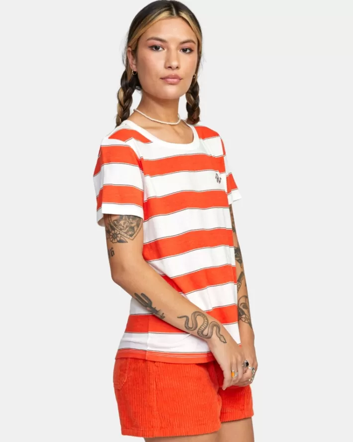 RVCA Camisetas Gráficas Stripe Slim Fit Tee Feminino | TLYFWU-962<MULHER Camisetas Gráficas