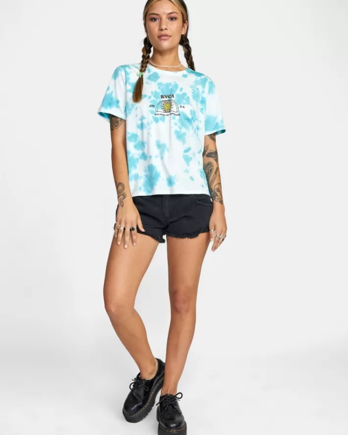 RVCA Camisetas Gráficas West Tie-Dye Crop Tee Feminino | YNOEKJ-724<MULHER Camisetas Gráficas