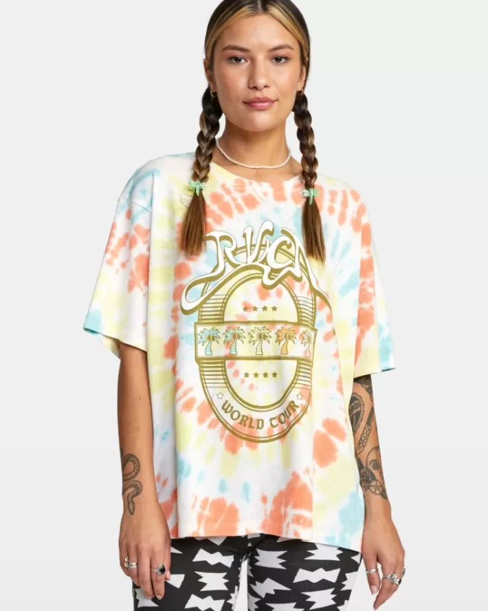RVCA Camisetas Gráficas World Tour Oversized Tee Feminino | ZUTHVA-485<MULHER Camisetas Gráficas