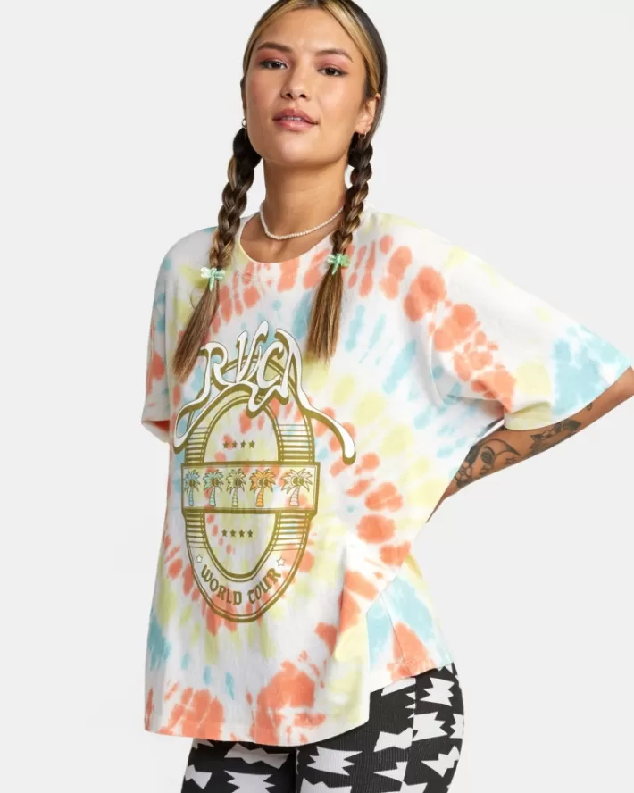 RVCA Camisetas Gráficas World Tour Oversized Tee Feminino | ZUTHVA-485<MULHER Camisetas Gráficas
