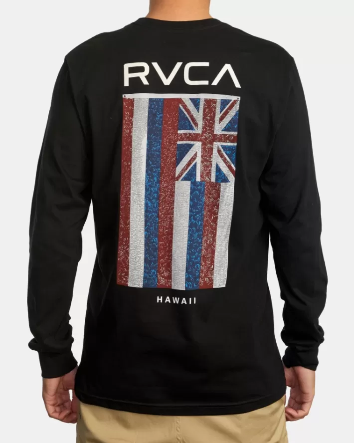 RVCA Camisetas Regata Hawaii Defer Flag Long Sleeve Tee Masculino | MYFKXP-370< Camisetas Regata
