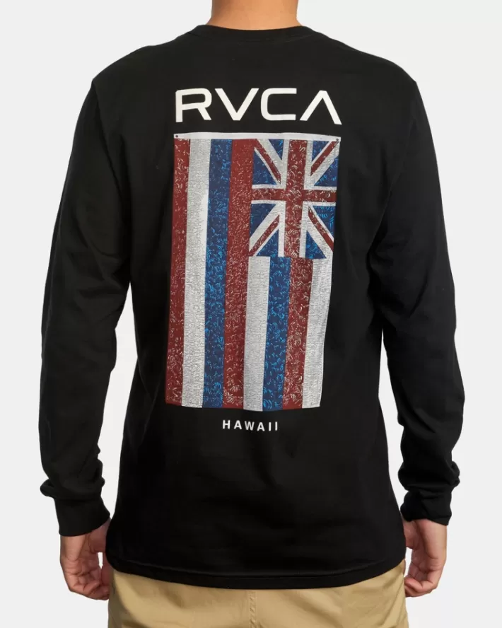 RVCA Camisetas Regata Hawaii Defer Flag Long Sleeve Tee Masculino | MYFKXP-370< Camisetas Regata